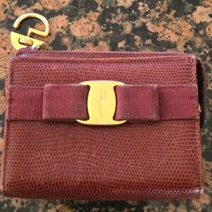 Salvatore Ferragamo Brown Leather Wallet with Gold Accent